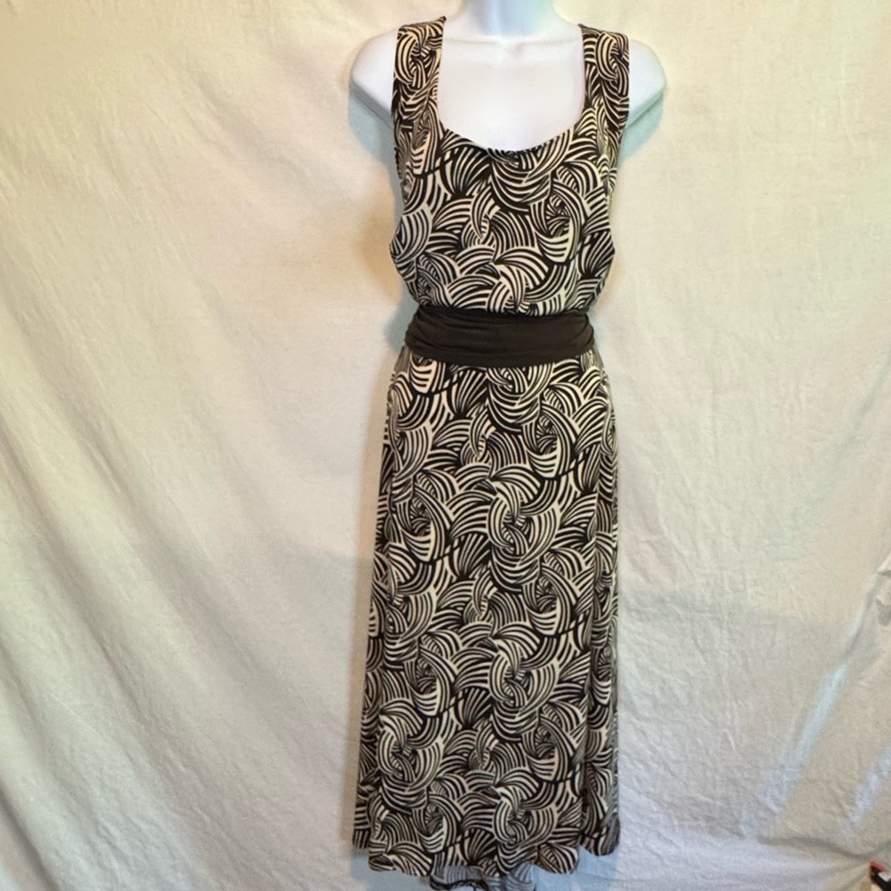 G-140‎ Chelsea Studio PLUS SIZE 24W Brown & Cream Sleeveless Summer Maxi Dress